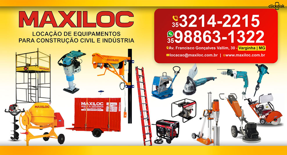 Banner .MAXILOC LOCAÇÃO DE EQUIPAMENTOS P/ CONSTRUÇÃO CIVIL